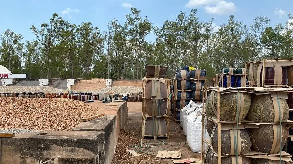Finlay's Stone stockyard with pots and landscape materials